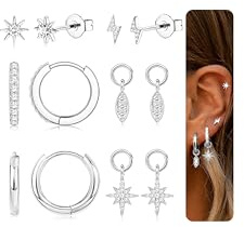 FIOROYAL Ohrringe Silber 925 Damen Ohrstecker Silber 925 Creolen Ohrringe für Mehrere Ohrlöcher Hypoallergene 14K Vergoldet Silber Goldene Ohrringe für Helix Tragus Piercing Ohr SSUN