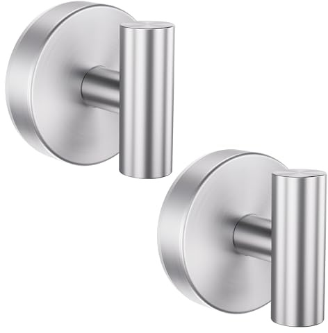 Aikzik Ganchos con ventosa para ducha, baño, cocina, espejo, puerta de cristal, para colgar toallas, albornoces, abrigos, color plateado (paquete de 2)