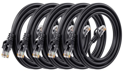 ANLINK Cat6 Ethernet Cable, 5-Pack 2M/6ft in Black Color, Cat 6 Cable RJ45, LAN, 24AWG UTP, Network, Patch, Internet Cable (2 Meter/6 feet, 5 Pack)