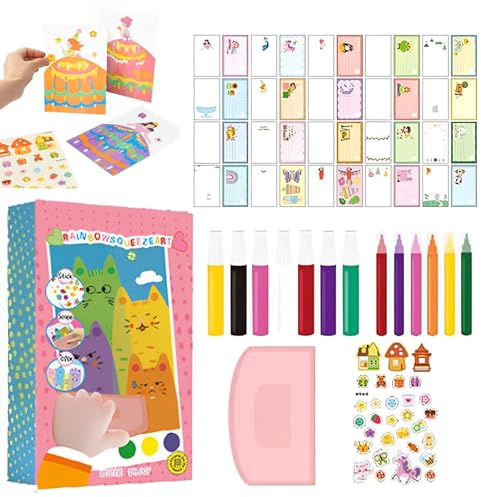 Regenbogen Kratzbilder für Kinder, 20 Stück DIY Rainbow Scratch Painting, Kreative Regenbogen Kratzmalerei Punktkunst mit Aquarell Stiftpigment, Geeignet für Kindergeburtstage und Partyaktivitäten