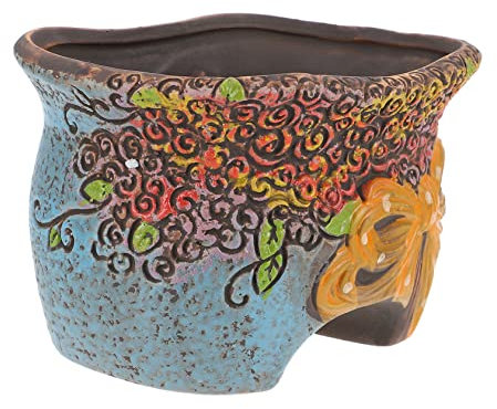 FONDOTIN Keramischer Sukkulententopf Handgemalt Dekorativer Blumentopf Für Bonsai Und Zimmerpflanzen Für Gartenarbeit Und Stilvolle Wohnraumgestaltung Farbe Zufällig