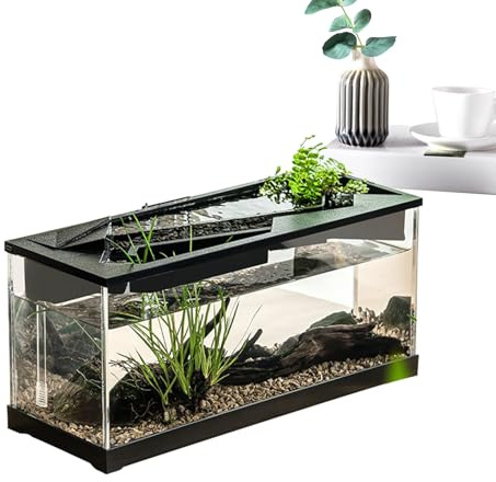 Fish Tank, 12.4*5.3*6.5 Inch Clear Acrylic Aquarium with Filter - Top Can Hydroponic Planting, Desktop Fish Tank with Air Pump, Aquarium Starter Kits, Ecologi cal Cycle System for Desk, Living Room