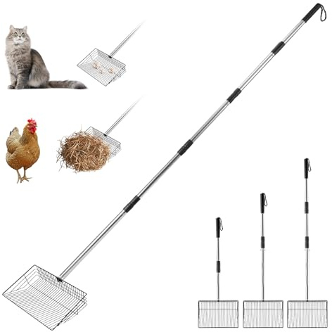 Paletta per pollo, accessori per pollaio, 4 paletta regolabile da 170 cm, paletta per la separazione di feci e detriti di sabbia di pollo, lettiera per polli