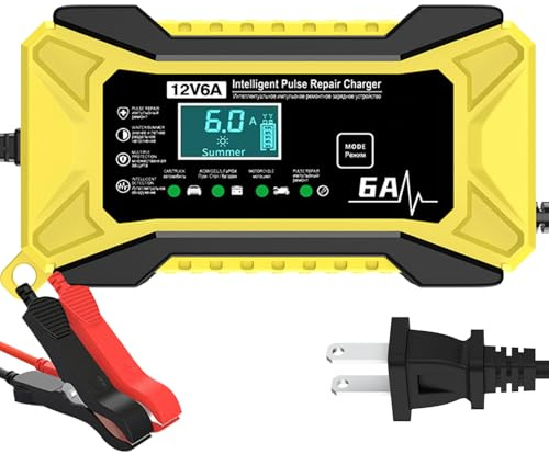 Genérico Caricabatteria da auto - Portatile 12 V Intelligente Manutenzione Accumulatore - Auto con Schermo LCD e Compensazione Temperatura per Auto Strada Ciclomotore Rimorchio