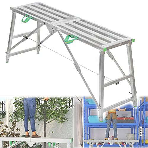 LWJSOCP Escalera de andamio portátil de Aluminio de Altura Ajustable - Escalera Plegable de 180 cm para Lavar vehículos, Limpiar Ventanas, Trabajos de Mantenimiento y reparación.