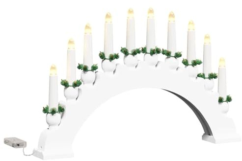Gecheer Arco di Candele di Natale, con 10 Candele LED Bianco, Legno Massello di Pino, Decorazione Festiva for Mensole, Davanzali, Riunioni Familiari, Celebrazioni