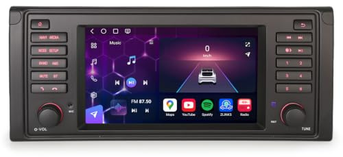 Erisin Qualcomm 8-Core 8GB+128GB Android 14 Car Stereo with Sat Nav for BMW 5 Series E39 M5 7 Inch Touchscreen with Bluetooth 5.1 Wireless CarPlay Android Auto WiFi 4G DAB+ DSP DVR Head Unit Canbus