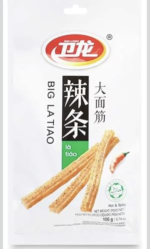 Wei Long Big La tiao – Snack Piccante Cinese | 1 Busta da 106 g | Bastoncini Croccanti al Peperoncino | Gusto Hot & Spicy | Street Food Tradizionale Cinese