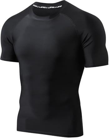 LAFROI Men's UPF 50+ BJJ Rash Guard Sun Protection Swim Shirt Short Sleeve | Quick Dry, lightweight, Baselayer, Compression Performance Fit, for Swim, Water Sports, Combat, CLY11D