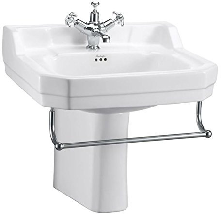 Casa Padrino porcelain washbasin with half pedestal and towel holder 56 x 47 x H. 56 cm