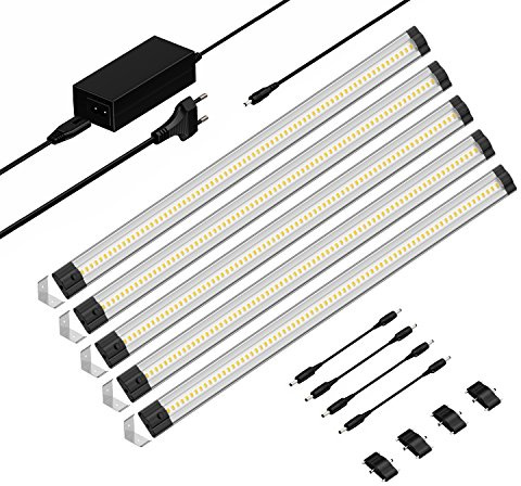 parlat LED Unterbau-Leuchte SIRIS, Eckmontage, flach, je 50cm, je 531lm, warm-weiß, 5er Set