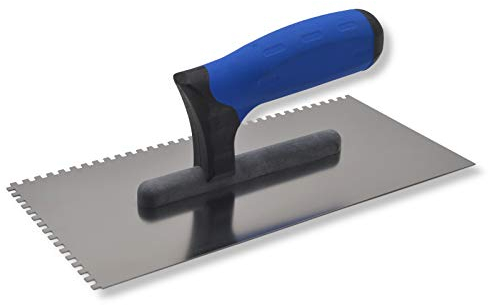 DEWEPRO® Zahnkelle - Zahnspachtel - Glättekelle gezahnt - Zahnung: 4x4mm - Zahnglättekelle - Modell Profi III