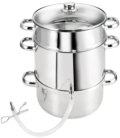 BURI Exprimidor de vapor de acero inoxidable, exprimidor de frutas, exprimidor de frutas, olla de inducción