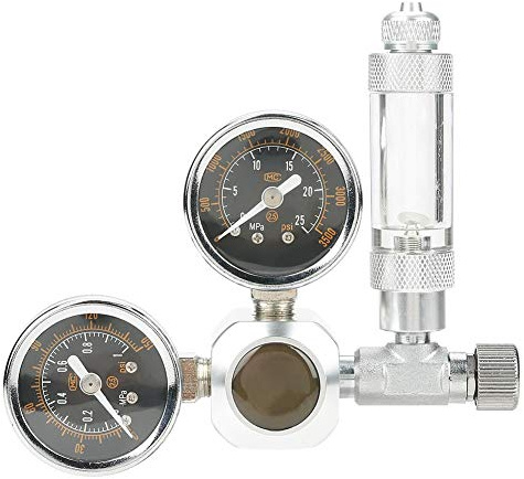 Pssopp CO2 Druckminderer Regulator CO2 Aquarium Druckminderer CO2 Druckregler Ventil mit 2 Manometer für Aquarium System(G5 / 8)