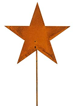 ETC weihnachtlicher stimmungsvoller Garten-Stecker Stern am Stab Dekostern Weihnachtsstern Metall rostoptik Preis für 3 Stück