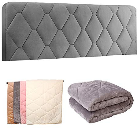 Smingm Kopfteil Husse/Bezug, Bettkopfteil Hussen Staubdichte Bett Kopfteilbezug Verdicken Samt Einfarbig Kopfbedeckungen Elastische All-Inclusive Bett Kopf Abdeckung Gray 140cmx73cm