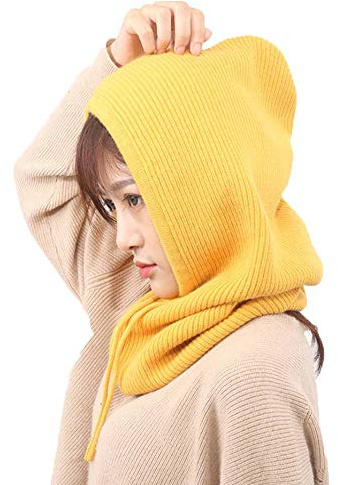 Yekeyi Cagoule d'hiver tricotée en cachemire - Masque de ski - Bonnet d'extérieur pour femme