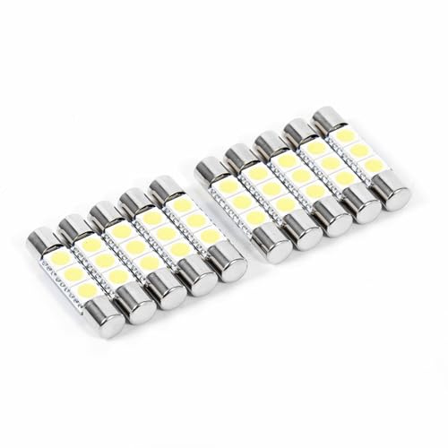 KIMISS 10Pcs 3-SMD 31mm 6641 12V LED Festoon Light (Xenon White) Sun Visor Vanity Mirror LED Bulbs replace the stock 6614F and TS-14V1CP bulb