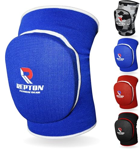 Protective Knee Pads | Elasticated Gel Padded Knee Support Sleeves for Work, Gardening, and Sports | Thick Poly-Cotton, Anti-Slip, Comfortable Knee Pads for Men & Women (Blue, S/M)