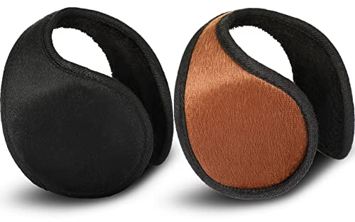 SATINIOR 2 piezas de forro polar para hombre y mujer, accesorio de invierno para hombre, mujer, niño (negro, marrón)