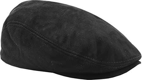 A1 FASHION GOODS Herren-Schiebermütze aus echtem weichem Wildleder, schwarz, englische Mütze, News-Boy Gatsby Classic Cap Earl