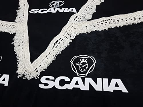 Sertplas Rideaux décoratifs pour camion avec franges avec logo Scania - Noir