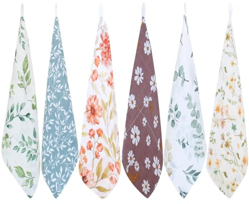 LifeTree Baby Musselin-Waschlappen, weich, 6 Stück, Baby-Waschlappen, Unisex für Jungen und Mädchen, Bambus-Baumwolle, Badetücher, Lätzchen für Neugeborene mit empfindlicher Haut, perfekt für
