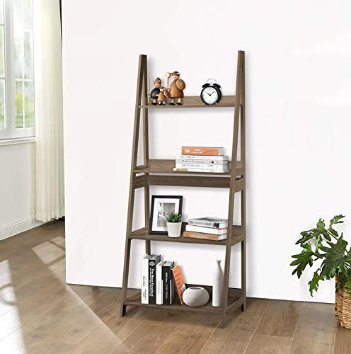 URBNLIVING Modena Leiterregal aus Holz, 4 Etagen, Ständer für Schlafzimmer (Eiche)