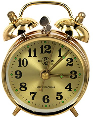 ZYWUOY Übergroßer Klingelton-Wecker, Hufeisen-Mechanischer Gold-Wecker, manueller Aufzieh-Vintage-Metall-Uhr