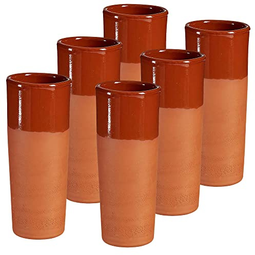 Annastore 6 x Weinbecher aus Ton - Mittelalter Trinkbecher - 330 ml