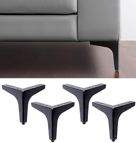 IPEA 4X Piedini per Mobili e Divani Modello META colore Nero Opaco – Set di 4 Gambe in Ferro – Piedi Neri dal Design Elegante per Poltrone e Armadi – Altezza 130 mm