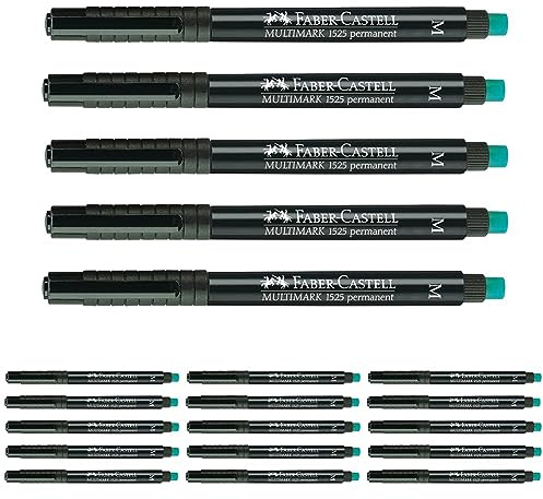 Faber-Castell 205007 - Multimarker permanent, Strichstärke M, schwarz, 5 Stück (Packung mit 4)