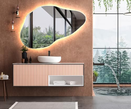Artforma Badspiegel 84x54 cm Asymmetrisch POD221 x53, LED, Ohne Rahmen | Asymmetrischer Spiegel, 84x54, Led Spiegel Bad, Unregelmäßiger Form, Badezimmerspiegel Nach Maß, Modernes Design, Ohne Rahmen