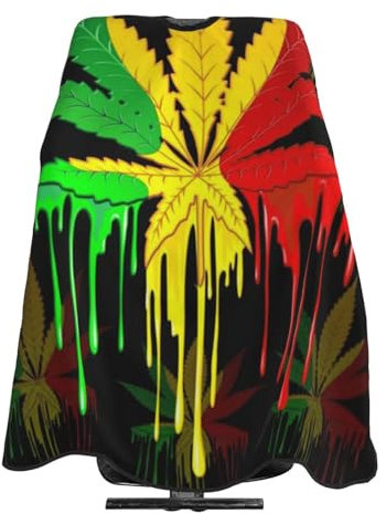 ZORIN Friseurumhang für Erwachsene, buntes Marihuana-Blatt, wasserdicht, verstellbare Haarschnitt-Schürzen, Friseur-Haarschneide-Styling-Werkzeug, 140 x 168 cm, für Damen und Herren, weiß, One size