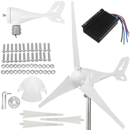 ZHOZHUT Wind Turbine Generator 100W / 200W / 300W Wind Turbine Generator Power Kit With Controller And 3 Nylon Fiber Blades, 12V / 24V Home Wind Turbines Generator For Camping, RV, Boats,200W,24V