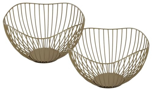 Amago home Obstkorb SET2 Dekokorb Metall ø 25 H 14 cm Brotkorb Obstschale Geschenkkorb Farbe Gold