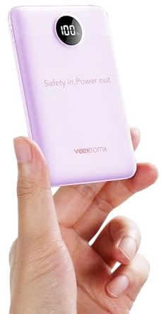 VEEKTOMX POWER BANK Mini Batterie Externe 10000mAh, PD 22.5W Charge Rapide, Compacto & Légere Portable Chargeur Universelle Compatible avec iPhone/Samsung/Google/Piexl (Violet), VT103