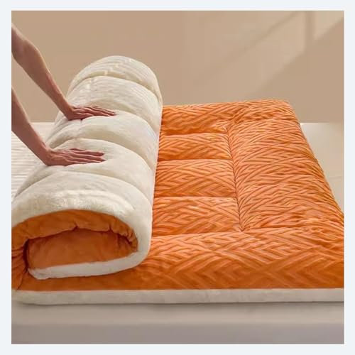 LXBche Schlaf Tatami Matte, Boden Futon Matratze japanische Rollmatratze rutschfest und atmungsaktiv faltbar tragbar Auto Matratze für Single Twin Full Queen House Gäste Camping Reisen (Color : Orang