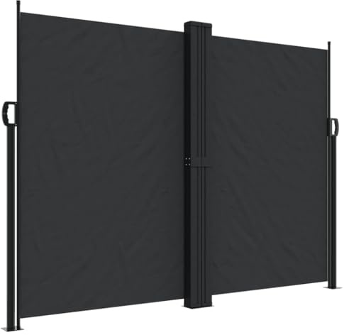 vidaXL Infällbar sidomarkis svart 180x1000 cm