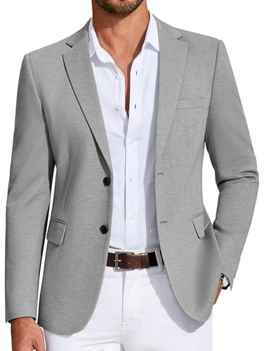 COOFANDY Men’s Casual Blazer Jacket Slim Fit Sport Coat Fashion Suit Blazer Light Grey, M