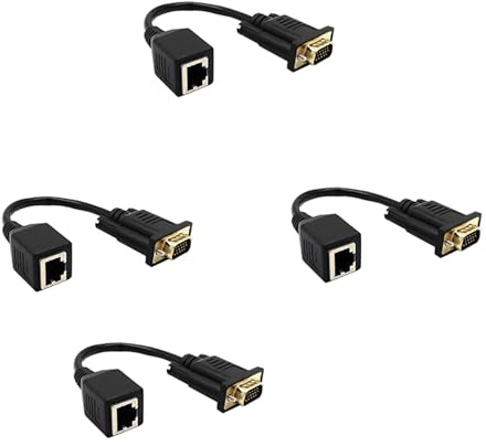 KEALBAUS Lot de 4 adaptateurs VGA vers RJ45 pour câble réseau VGA vers VGA