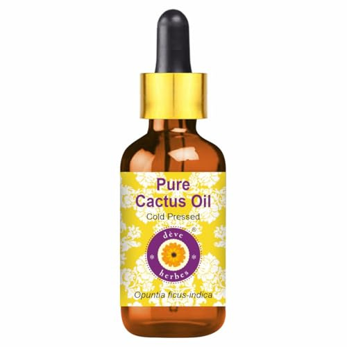 Deve Herbes Pure Cactus Oil (Opuntia ficus-Indica) Non-Sticky | Non-Greasy | for Skin, Hair, Massage & DIY Use 5ml with Glass Dropper