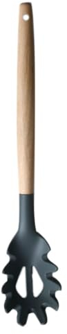 COLLBATH Cuchara De Silicona Para Cocinar Cuchara Para Espaguetis Antiadherente Para Cocina Utensilio De Cocina Para Pasta y Masas Mango De Madera