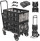 Hengriacly Sack Truck, 2-in-1 Folding Hand Truck, 150kg Heavy Duty Sack Truck with 2 Storage Box & 2 Elastic Ropes, Sack Barrow with 3-Position Height Adjustable