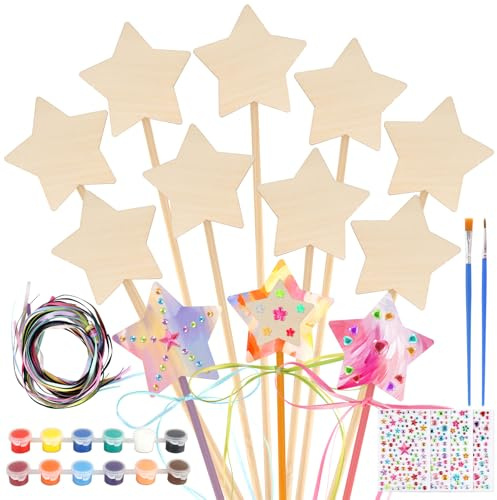 JIANGZHIB Juego de 12 varita mágica, varita mágica, manualidades, cumpleaños infantiles, varita mágica de princesa, varita mágica para niños, manualidades de madera para hadas, cumpleaños, fiestas