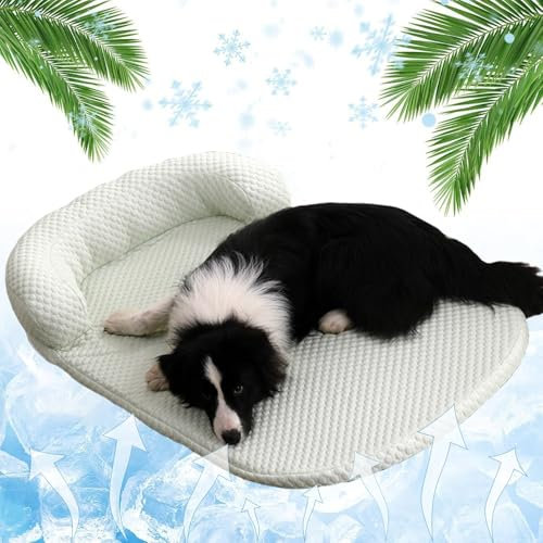 Kühlende Haustiermatte für Hunde, selbstkühlende Decke für den Sommer, waschbar und rutschfest, Katzennestkissen, weiche und bequeme Hundematte für Zuhause und Reisen, Grün, 80 x 60 cm