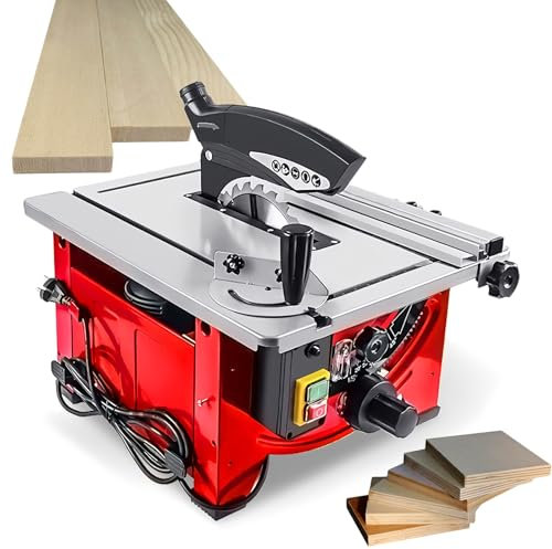 SAIYERUS Sega Circolare Portatile, Mini Sega da Tavolo, Sega da Banco per Lavorazione del Legno Fatta a Mano, Modello Fai da Te, Utensile da Taglio, Lama per Sega Circolare da 210mm,52 x 40cm