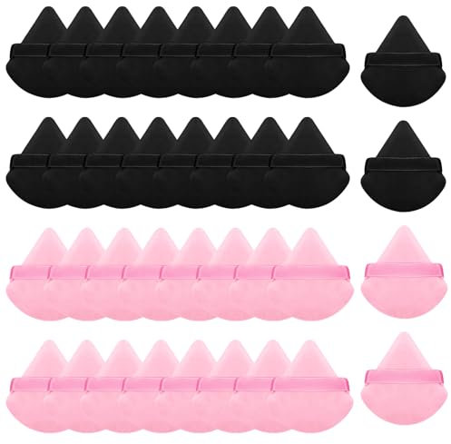 ZMDMAH 32 pcs Powder Puff, Puderquaste, Puder Puff, Make Up Schwamm Sponge, 18 pcs Schwarz Puderquaste Dreieck und 18 pcs Puder Schwamm, Waschbar Makeup Schmink SchwäMmchen