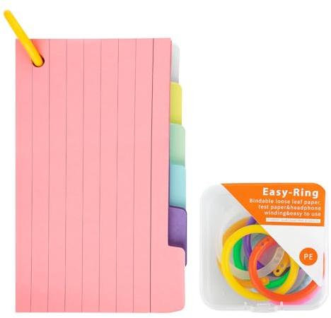 Bojueshaw 150pcs Flash Cards,Index Cards,Colour Record Cards,Revision Cards with 8 Binder Rings,Note Taking Cue Cards for Studying Office Working School Learning