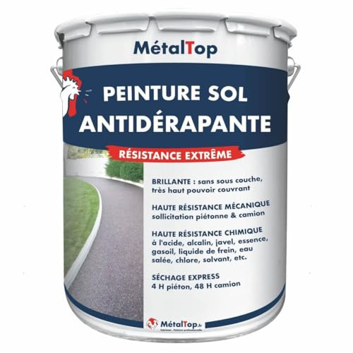 Metaltop - Peinture Antiderapante - Blanc pur - RAL 9010-1 L - Protection anti-glisse pour sols en béton, ciment, bois